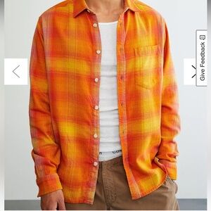 BDG urban outfitters vintage orange yellow pink white flannel size medium